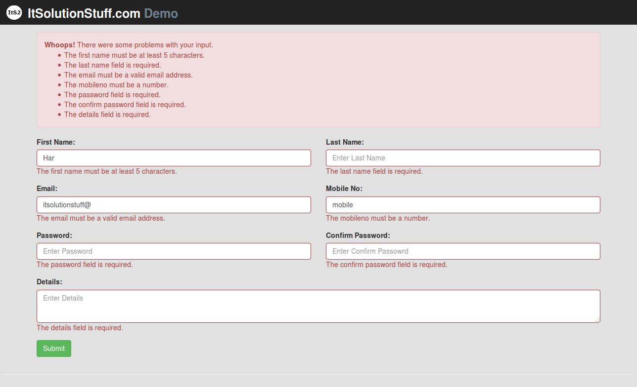 Laravel 5 3 Form Input Validation Rules Example With Demo ItSolutionStuff